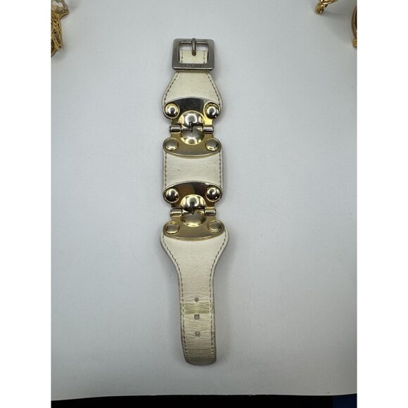 Signed CC Skye Belt Buckle Cuff Bracelet Two Tone And Gold Tone Metal Nice Heavy - Picture 10 of 11